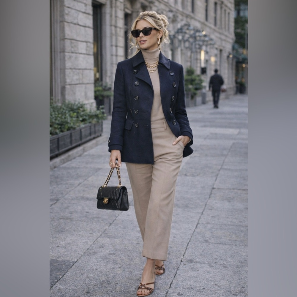 BURBERRY Double-Breasted Cropped Coat Jacket Size 4